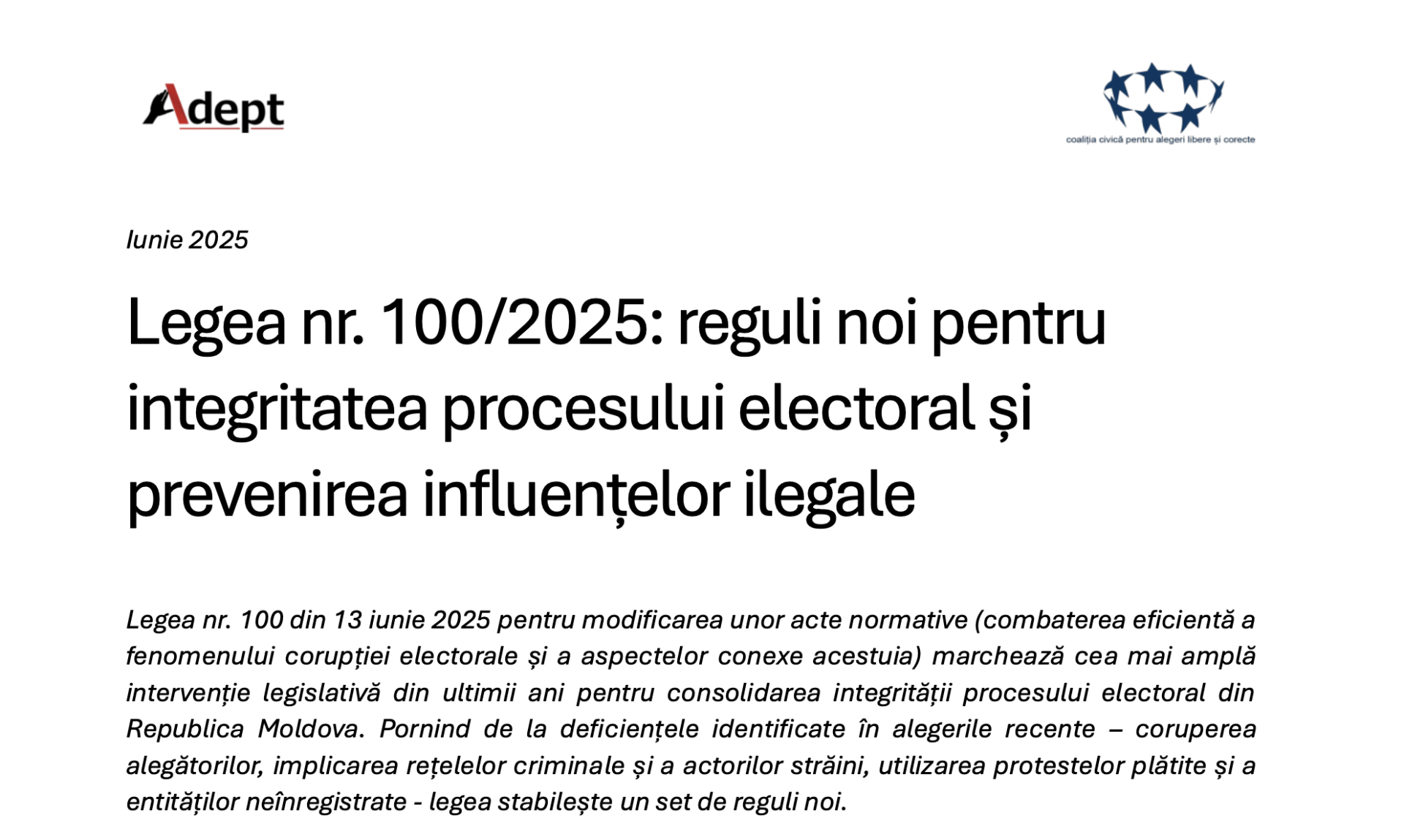 Analiză detaliată a Legii nr. 100/2025 privind combaterea corupției electorale